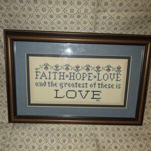 Framed Faith Hope Love crosstitch